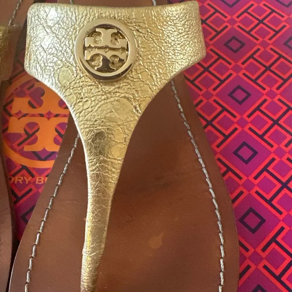 Tory Burch‎ Cameron Gold Leather Sandals 9.5